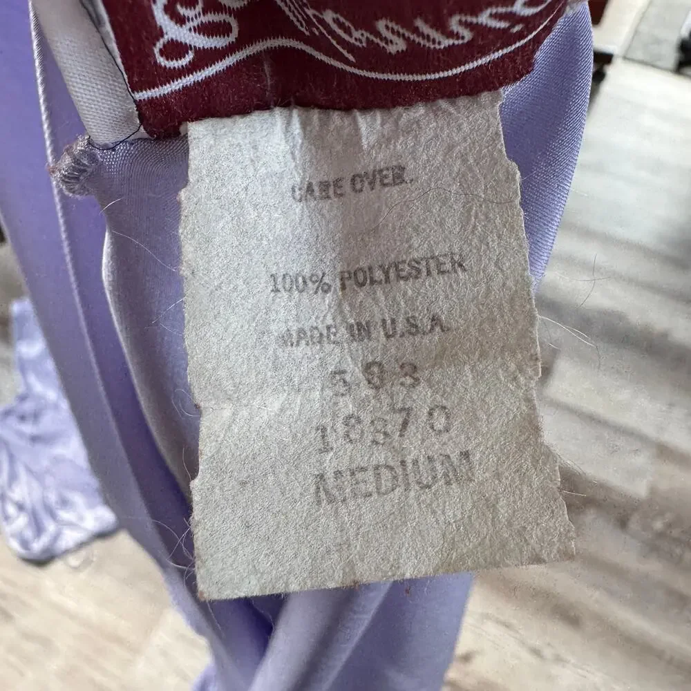 Vintage 90S California Dynasty Lilac Satin Robe Slip Peignoir Set Brisal USA M/S